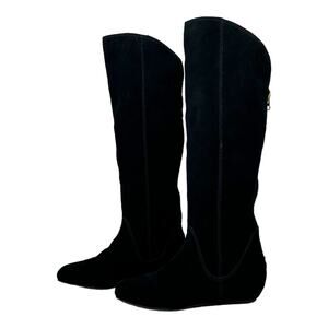 Steven black suede tall flat boots size 6